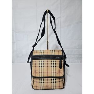 Authentic Burberry Beige/Black Messenger Crossbody Shoulder Bag